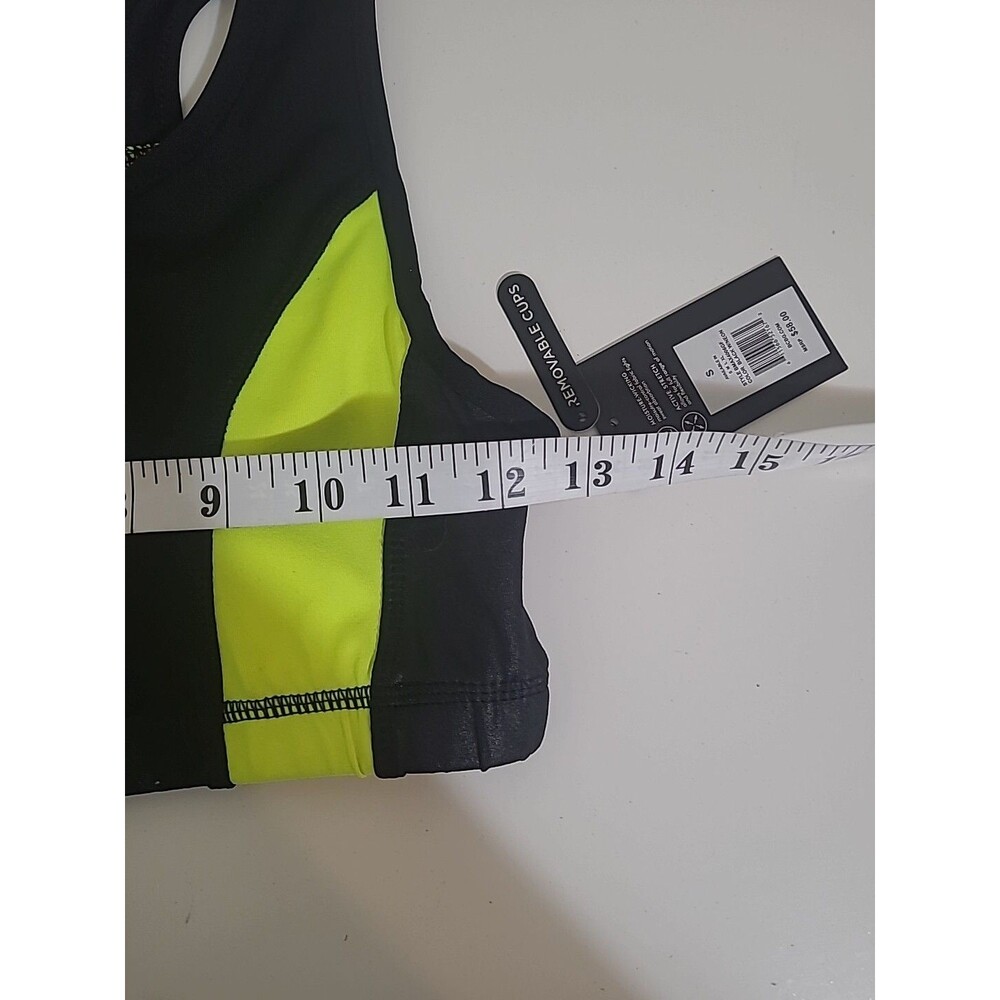 BCBG MAXAZRIA Women Black Neon Yellow Sports Bra Activewear Size Small Tags - Picture 9 of 11